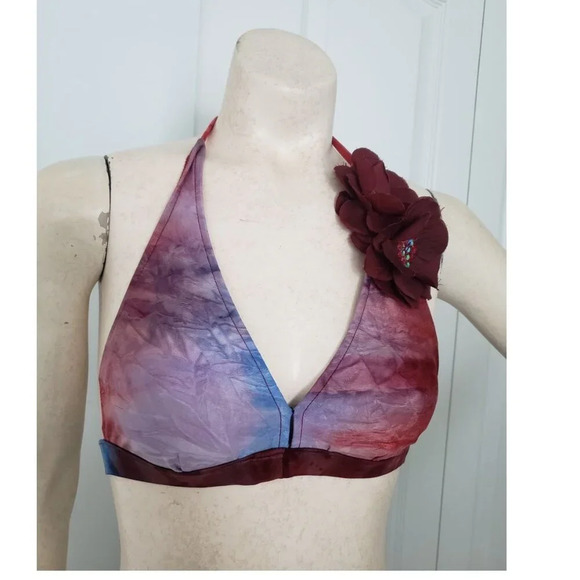 LUCKY BRAND swimsuit bikini with removable flowers size Small - Picture 5 of 11